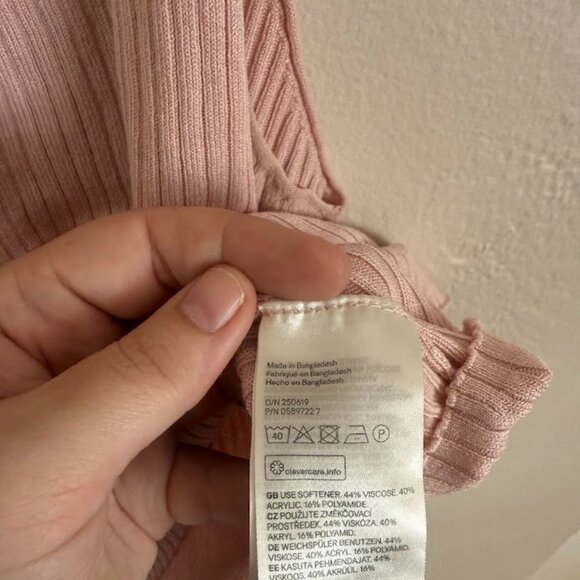 H&M Divided Ribbed Knit Tank Top – Size L, Light Pink (Like New) - Picture 4 of 4